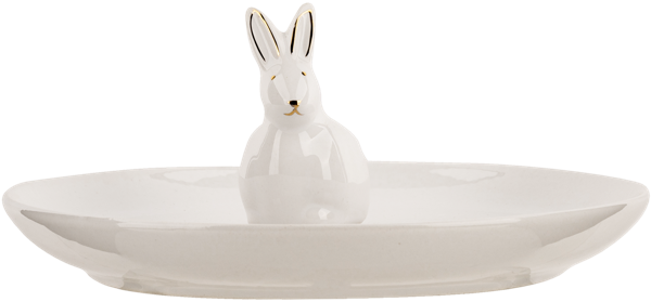Изображение Блюдо 20,5см Доляна зайка в золотом белое Доляна м/у, 1 шт