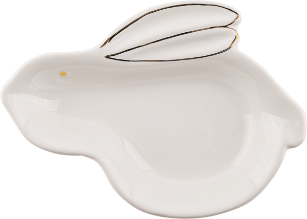 Изображение Блюдо 15*11см Доляна зайка в золотом белое Доляна м/у, 1 шт