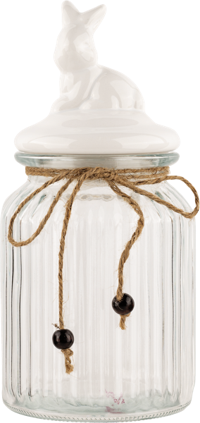 Изображение Банка 900мл для сыпучих Доляна белый зайка прозрачная Доляна м/у, 1 шт