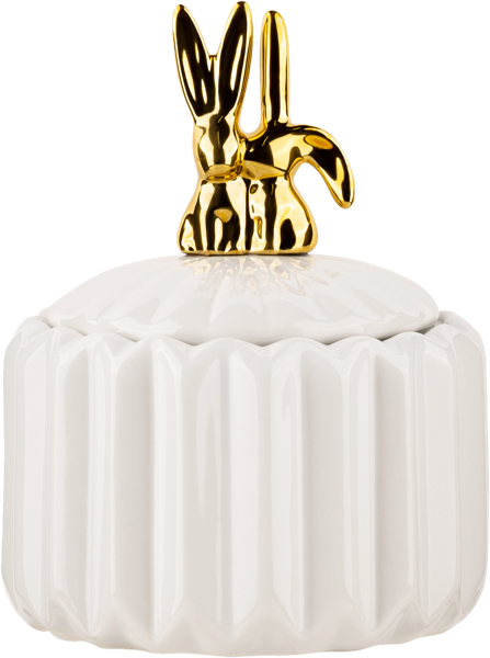 Изображение Банка 600мл для сыпучих Доляна золотой зайка белая Доляна м/у, 1 шт