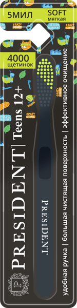 Изображение Зубная щетка детская с 12лет Президент тинс дженерэйшн Z мягкая Технопро ООО к/у, 1 шт