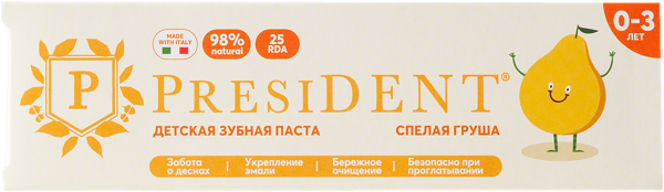 Изображение Зубная паста детская 0-3 лет Президент спелая груша Орбита СП ООО к/у, 32 мл