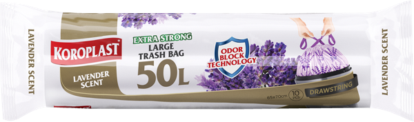 Изображение Мешки для мусора 50л Коропласт арома лаванда с завязками Коропласт м/у, 10 шт
