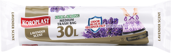 Изображение Мешки для мусора 30л Коропласт арома лаванда с завязками Коропласт м/у, 15 шт