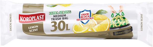 Изображение Мешки для мусора 30л Коропласт арома лимон с завязками Коропласт м/у, 15 шт