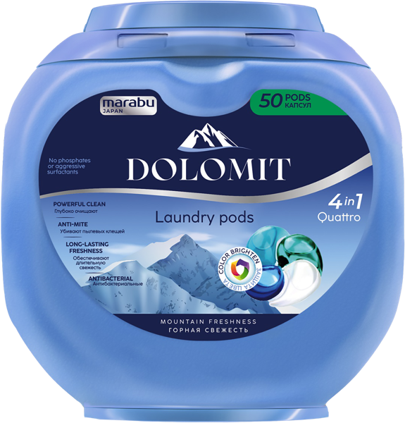 Изображение Капсулы для стирки 4в1 Марабу горная свежесть универс Лисун Интернэшнл п/у, 50 шт