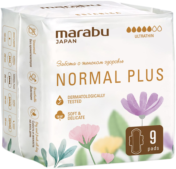 Изображение Прокладки нормал плюс Марабу ультратонкие Фуцзянь Нова м/у, 9 шт