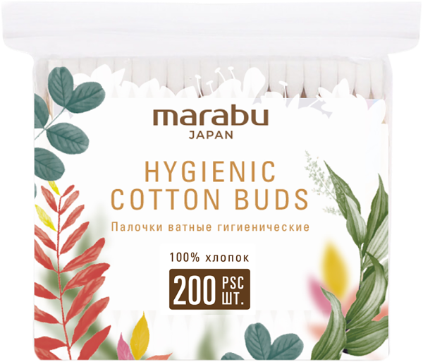 Изображение Ватные палочки Марабу ботаника Фуцзянь п/у, 200 шт