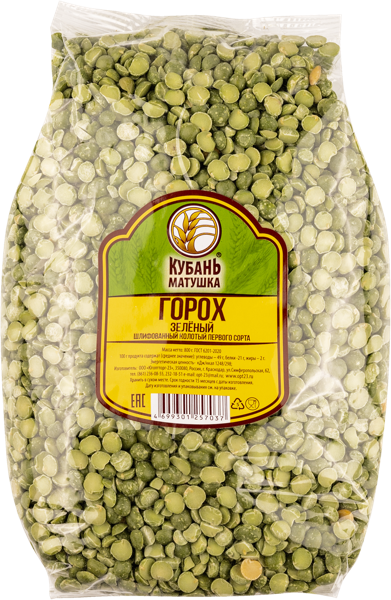 Изображение Горох колотый Кубань матушка зеленый шлифованый Югоптторг-23 м/у, 800 г
