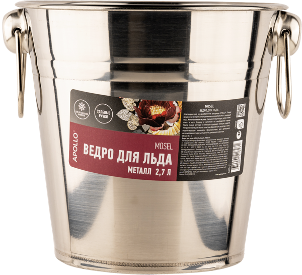 Изображение Ведерко 2,7л для шампанского Аполло мозель стальное Аполло к/у, 1 шт