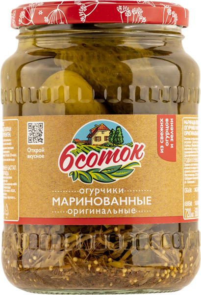 Изображение Огурцы маринованные Шесть Соток оригинальные Агро-Инвест с/б, 680 г