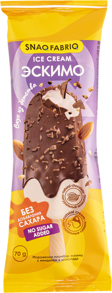 Изображение Мороженое эскимо без сахара Снэк фабрик миндаль Фитнес Фуд м/у, 70 г