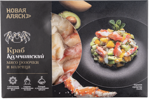 Изображение Морепродукты варено-мороженные Краб Камчатский мясо розочки и коленца Новая Аляска Волхов к/у, 200 г