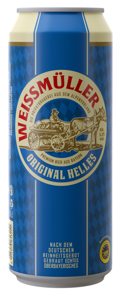 Изображение Пиво светлое Лагер 5,3% Вейсмюллер Ориджинал Хель Вейсмюллер ж/б, 0,5 л