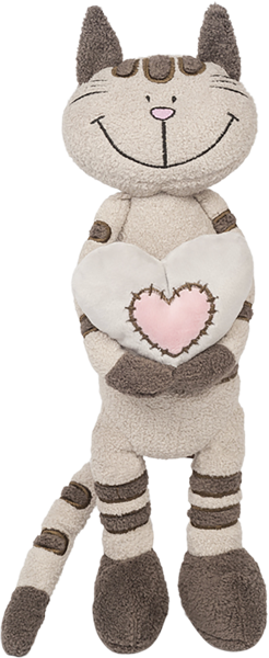 Изображение Мягкая игрушка 33 см Макси тойз кот полосатик с сердцем Джиангсу Сохо к/у, 1 шт