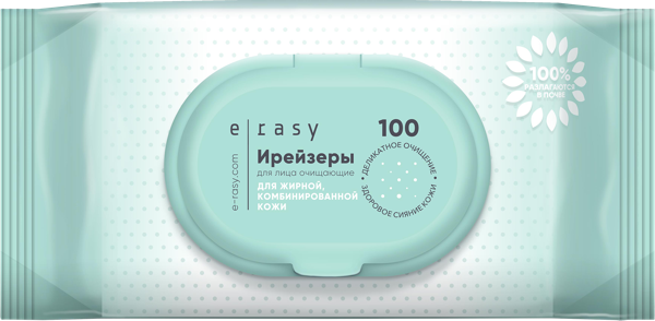 Изображение Салфетки влажные для лица Ирейзи жирная и комби кожа Ловулар Лимитед м/у, 100 шт
