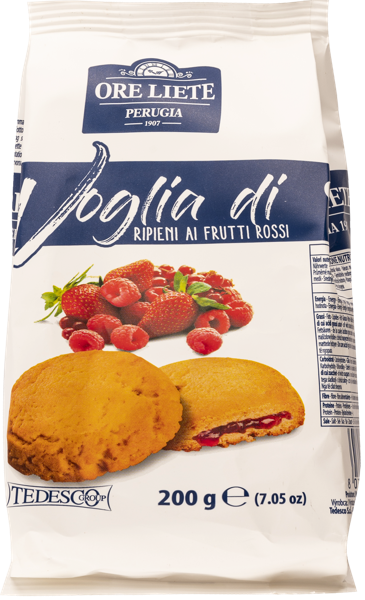 Изображение Печенье с начинкой Оре Лиете из Умбрии с красными ягодами Тедеско м/у, 200 г