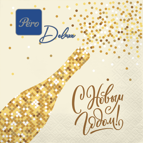 Изображение Салфетки 33*33см 3х слойные Перо делюкс брызги шампанского Лилия ООО м/у, 20 шт