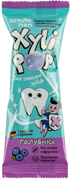 Изображение Леденец на палочке Мирадент ксилипоп голубика Хагер Веркен м/у, 1 шт