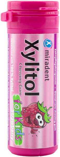 Изображение Резинка жевательная детская Мирадент ксилитол 100% земляника Хагер Веркен п/у, 30 шт