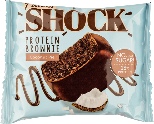 Изображение Пирожное протеиновое Фитнес шок брауни кокосовый пирог Фитнес десерты м/у, 50 г