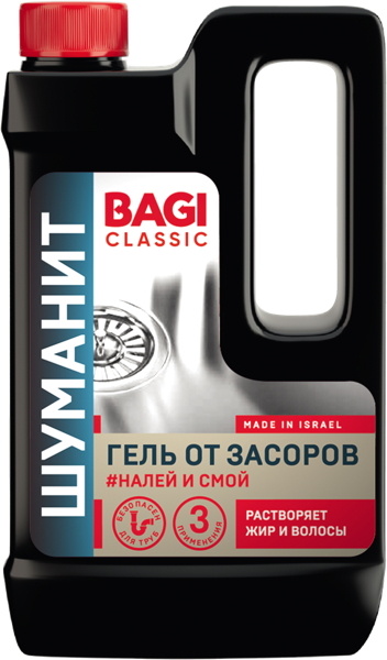 Изображение Гель от засоров Баги классик шуманит Баги ЛТД п/у, 450 мл