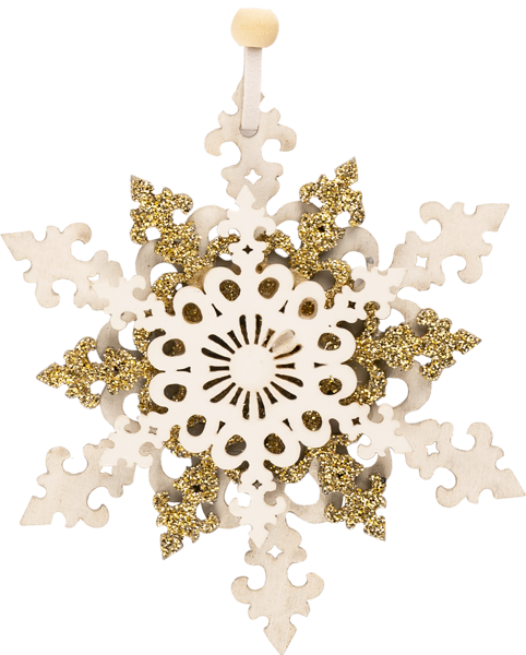 Изображение Подвеска 8*10см дерево Купман снежинка цветная Купман Интернэшнл , 1 шт