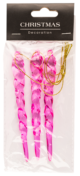 Изображение Подвеска 12см Купман сосулька розовая Купман Интернэшнл м/у, 3 шт