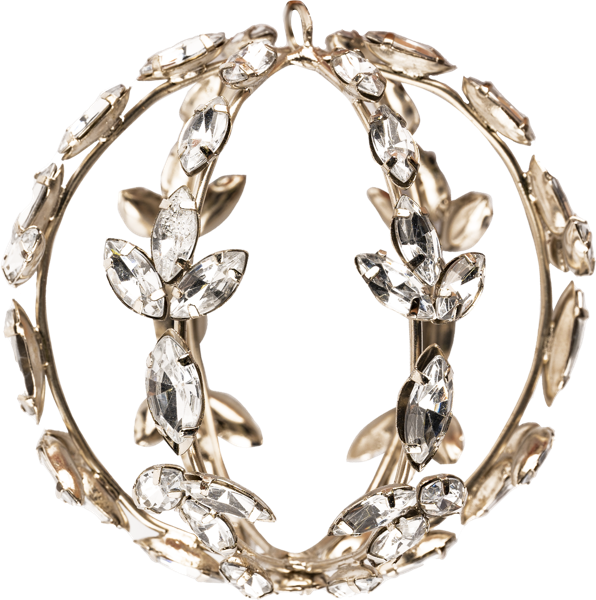 Изображение Подвеска 8см металл Купман шар с кристаллами серебро Купман Интернэшнл , 1 шт