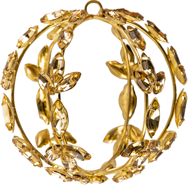 Изображение Подвеска 8см металл Купман шар с кристаллами золотой Купман Интернэшнл , 1 шт