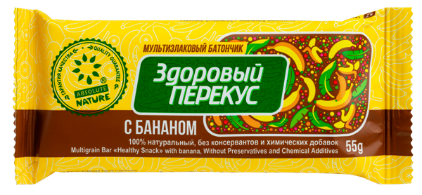 Изображение Батончик злаковый Абсолют Нэйче банан Диво Хлеб КФ м/у, 55 г