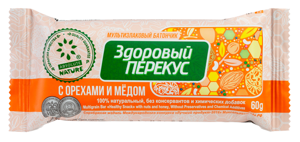 Изображение Батончик злаковый Абсолют Нэйче орехи мед Диво Хлеб КФ м/у, 60 г