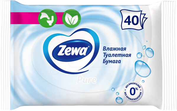 Изображение Туалетная бумага влажная Зева пьюр ЭвоКом м/у, 40 шт