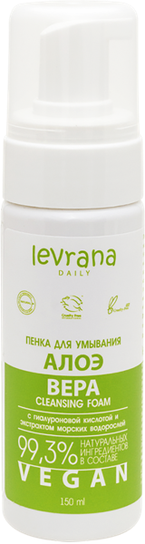 Изображение Пенка очищение для лица Леврана БИО алоэ гиалурон, водоросли Леврана ООО п/у, 150 мл