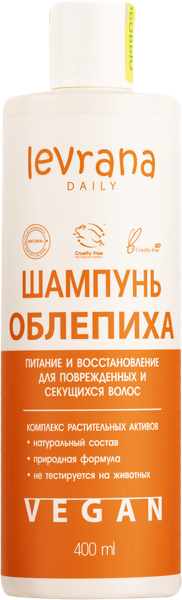 Изображение Шампунь для поврежденн волос Леврана БИО облепиха питающий Леврана ООО п/у, 400 мл