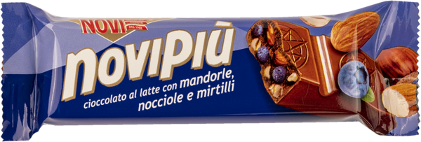 Изображение Батончик в молочном шоколаде Нови фундук миндаль черника Эла Дюфур м/у, 28 г