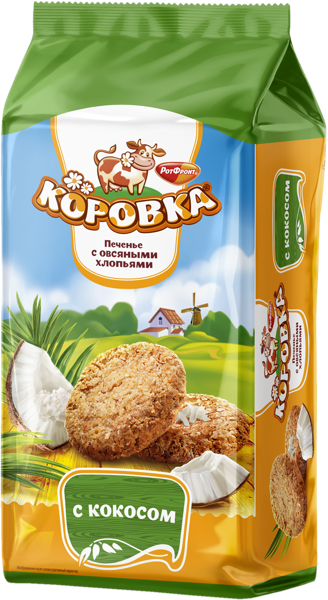 Изображение Печенье сдобное Коровка овсяные хлопья кокос ОК Ясная поляна м/у, 152 г