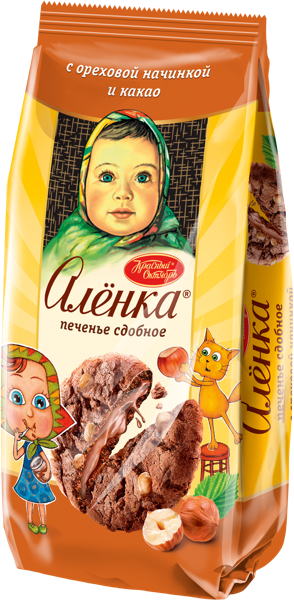 Изображение Печенье сдобное Аленка ореховая начинка какао ОК Ясная поляна м/у, 200 г