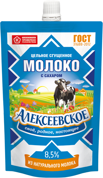 Изображение Молоко сгущенное 8,5% с сахаром Алексеевское цельное Алексеевский МК м/у, 100 г