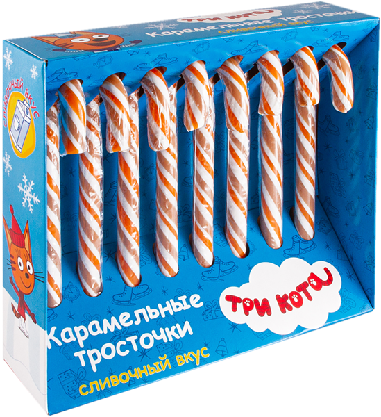 Изображение Карамель трость Сладкая сказка Три кота 8шт новогодняя Сладкая сказка кор, 120 г