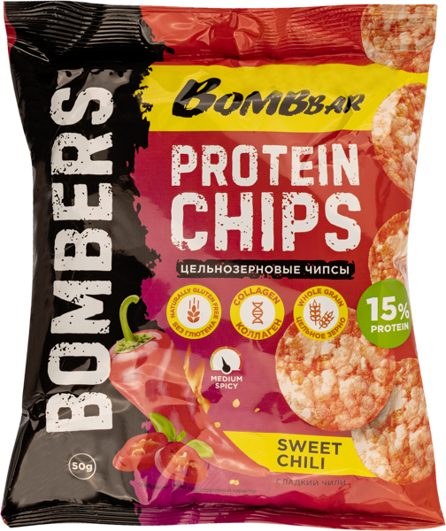 Изображение Чипсы цельнозерновые Бомббар протеин сладкий чили Фитнес Фуд м/у, 50 г