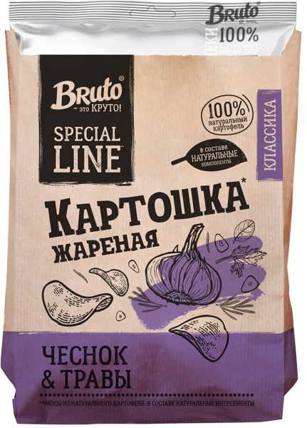 Изображение Чипсы картофельные Бруто чеснок травы Стамба м/у, 120 г