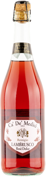 Изображение Вино игристое розовое п/сл Ремиджио ламбруско Ка Де Медичи с/б, 0,75 л