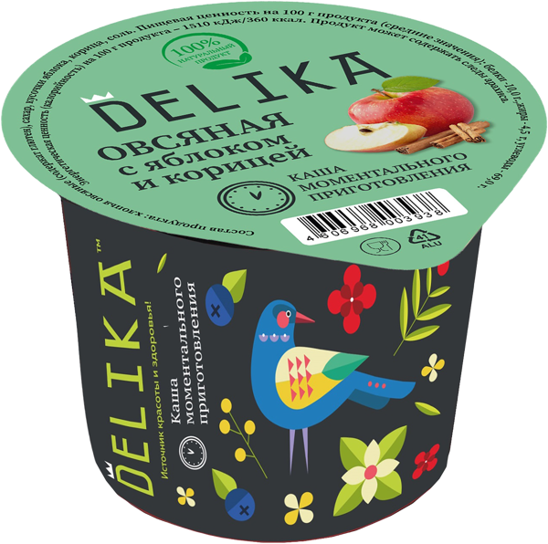 Изображение Каша овсяная Делика яблоко корица Арчеда-Продукт п/б, 43 г