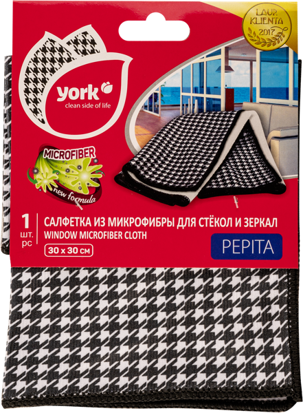 Изображение Салфетка 30см для окон Йорк пепита микрофибра Йорк к/у, 1 шт