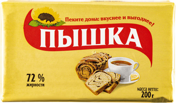Изображение Маргарин 72% Пышка для выпечки ЭФКО м/у, 200 г