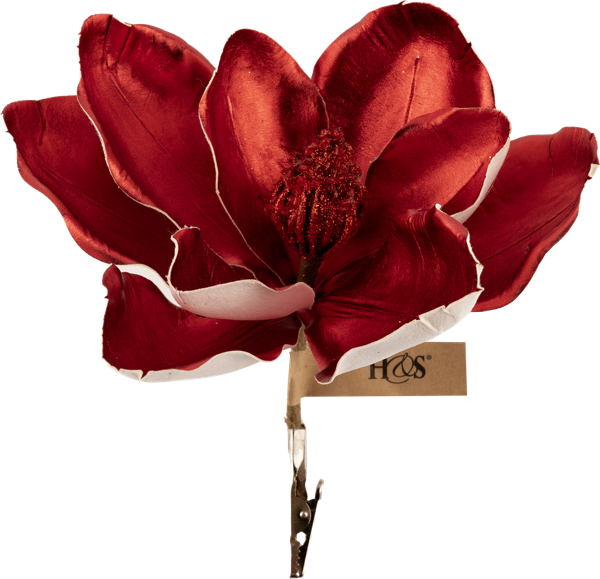 Изображение Цветок 22см на зажиме Купман магнолия красная Купман Интернэшнл , 1 шт