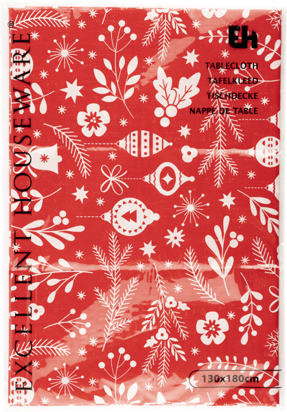 Изображение Скатерть 130*180см пластик Купман красная со снежинками Купман Интернэшнл , 1 шт