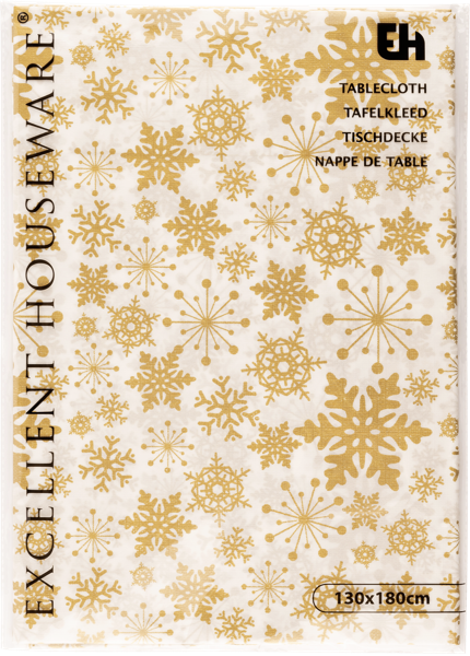 Изображение Скатерть 130*180см пластик Купман снежинки кремовая белая Купман Интернэшнл м/у, 1 шт