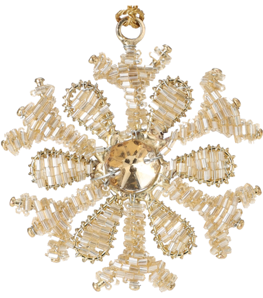 Изображение Подвеска 8см металл Купман снежинка из бусин золотая Купман Интернэшнл , 1 шт